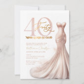 Roos Gold Sparkle Jurk Blush 40e Verjaardagsfeestj Kaart (Voorkant)