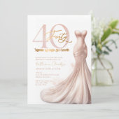 Roos Gold Sparkle Jurk Blush 40e Verjaardagsfeestj Kaart (Staand voorkant)