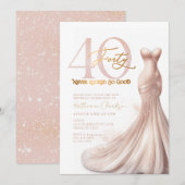 Roos Gold Sparkle Jurk Blush 40e Verjaardagsfeestj Kaart (Voorkant / Achterkant)