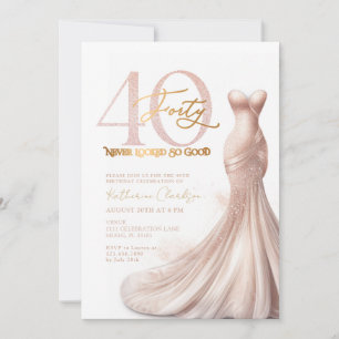 Roos Gold Sparkle Jurk Blush 40e Verjaardagsfeestj Kaart