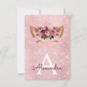 Roos Gold Sparkle Kitten Girly Verjaardagsfeestje Kaart (Voorkant)