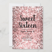 Roos Gold Sparkle Licht Glitter Sparkly Sweet 16 Kaart (Voorkant)
