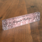 Roos Gold Sparkle Lights Glitter Sparkly Beauty Naambordje (Zijkant)