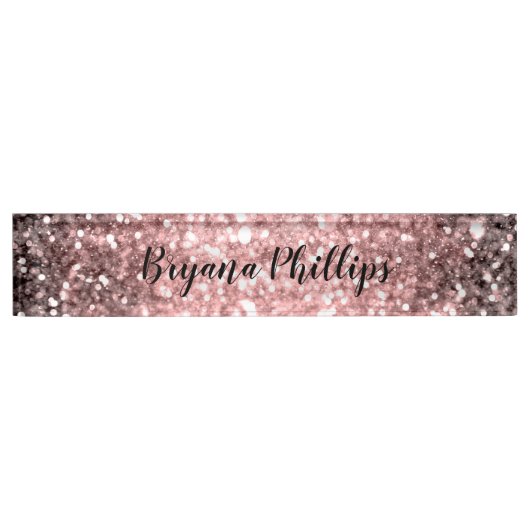 Roos Gold Sparkle Lights Glitter Sparkly Beauty Naambordje (Voorkant)