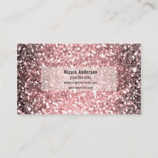 Roos Gold Sparkle Lights Glitter Sparkly Beauty Visitekaartje (Achterkant)