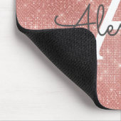 Roos Gold Sparkle Monogram Naam Mousepad Muismat (Hoek)