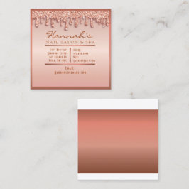 Roos Gold Sparkle Nail Salon Spa Glitter Peach Vierkante Visitekaartje