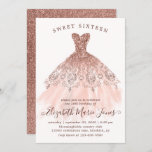 Roos Gold Sparkle Pink Dress Sweet 16th Birthday Kaart<br><div class="desc">Roze Rose Gold Sparkle Dress Sweet 16th Birthday Invitation</div>