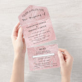 Roos Gold Sparkle RSVP Elegant Modern Weddenschap  All In One Uitnodiging (Afscheurbaar)