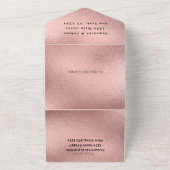 Roos Gold Sparkle RSVP Elegant Modern Wedding All In One Uitnodiging (Buitenkant)