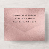 Roos Gold Sparkle RSVP Elegant Modern Wedding All In One Uitnodiging (Achterkant)