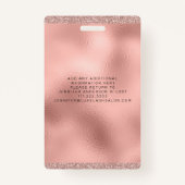 Roos Gold Sparkle Salon Logo Fotolijst ID Badge (Achterkant)