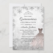 Roos Gold Sparkle Sneeuwvlokken Winter Quinceanera Kaart (Voorkant)