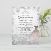 Roos Gold Sparkle Sneeuwvlokken Winter Quinceanera Kaart (Staand voorkant)
