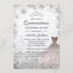 Roos Gold Sparkle Sneeuwvlokken Winter Quinceanera Kaart
