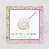 Roos Gold Sparkle Whisk Glitter Bakery Pastry Vierkante Visitekaartje (Voorkant)