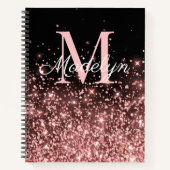 Roos Gold Sparkles monogram naam Notitieboek (Voorkant)