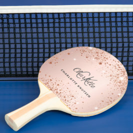 Roos Gold Sparkles monogram naam Tafeltennisbatje