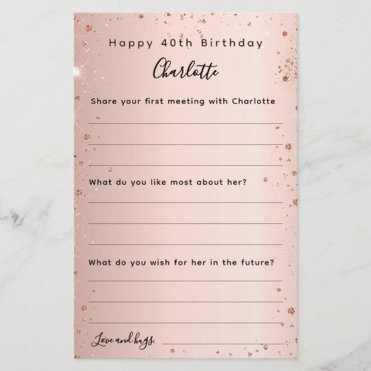 Roos Gold Sparkles verjaardagswensen kaart (Voorkant)