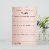 Roos Gold Sparkles verjaardagswensen kaart (Staand voorkant)