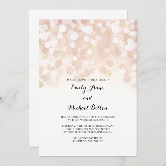 Roos Gold Sparkles Weddenschap Kaart (Voorkant / Achterkant)