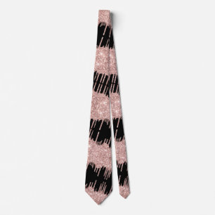 Roos Gold Sparkly Drips Zwarte Stropdas