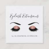 Roos Gold Sparkly Glitter Eyelash Extension Vierkante Visitekaartje (Voorkant)