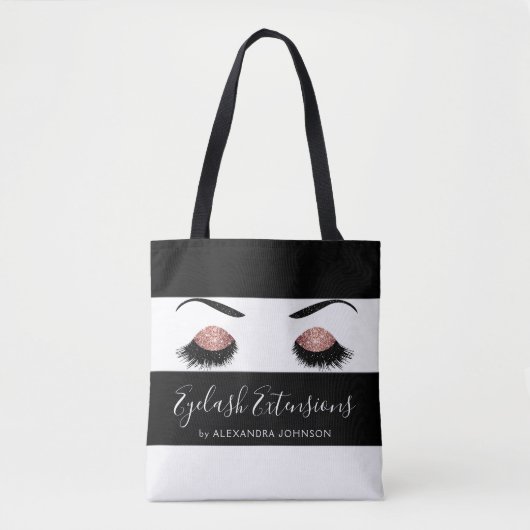Roos Gold Sparkly Glitter Eyelash Extensions Tote Bag (Voorkant)