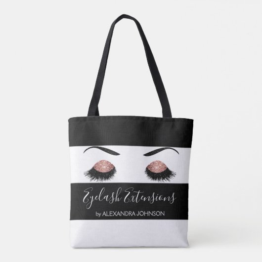 Roos Gold Sparkly Glitter Eyelash Extensions Tote Bag (Achterkant)