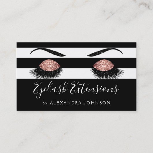 Roos Gold Sparkly Glitter Eyelash Extensions Visitekaartje (Voorkant)