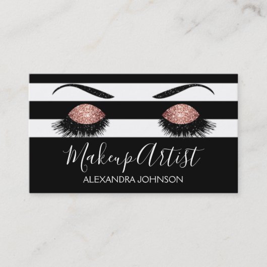 Roos Gold Sparkly Glitter Moderne Make-up Artiest Visitekaartje (Voorkant)