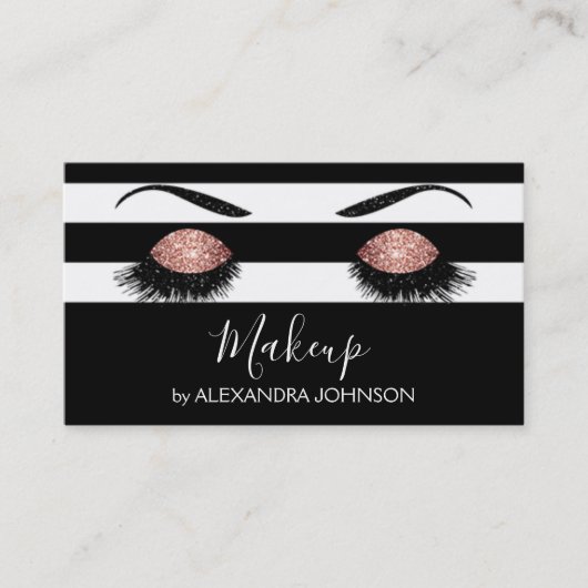 Roos Gold Sparkly Glitter Moderne Make-up Visitekaartje (Voorkant)