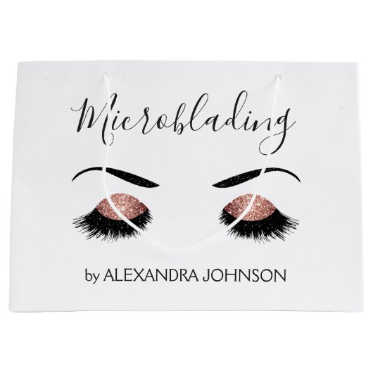 Roos Gold Sparkly Glitter Moderne Microblading Groot Cadeauzakje (Voorkant)