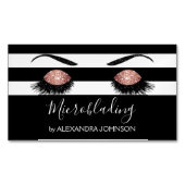Roos Gold Sparkly Glitter Moderne Microblading Magnetisch Visitekaartje (Voorkant)