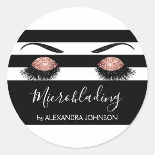 Roos Gold Sparkly Glitter Moderne Microblading Ronde Sticker