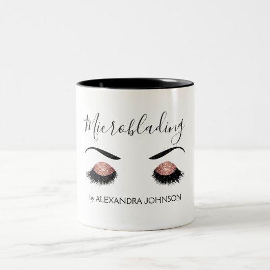 Roos Gold Sparkly Glitter Moderne Microblading Tweekleurige Koffiemok (Center)