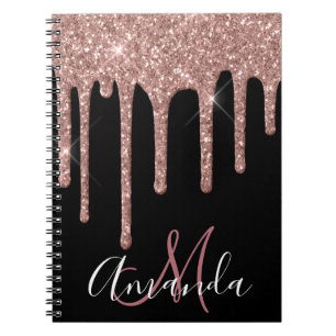 Roos Gold Sparkly Glitter Monogram Notitieboek
