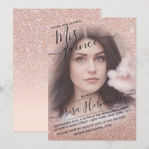 Roos Gold Sparkly Glitter Ombre Foto Quinceañera Kaart