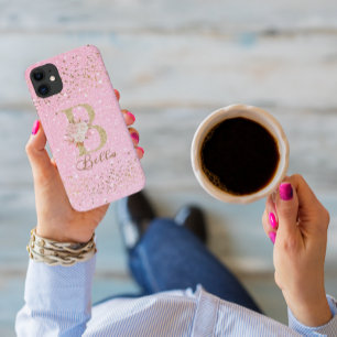 Roos Gold Sparkly - Gold Glitter Monogram & Naam Case-Mate iPhone Case