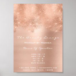 Roos Gold Sparkly Lux White Glitter Beauty Salon Poster