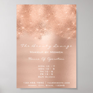 Roos Gold Sparkly Lux White Glitter Beauty Salon Poster