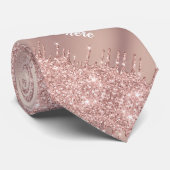 Roos Gold Sparkly Stropdas met aangepaste tekst (Opgerold)