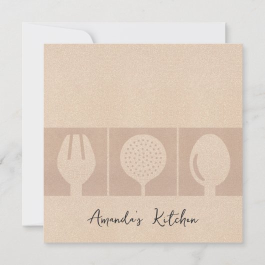 ROOS GOLD SPOON FORK COOKING CLASS INVITE SJABLOON KAART (Achterkant)