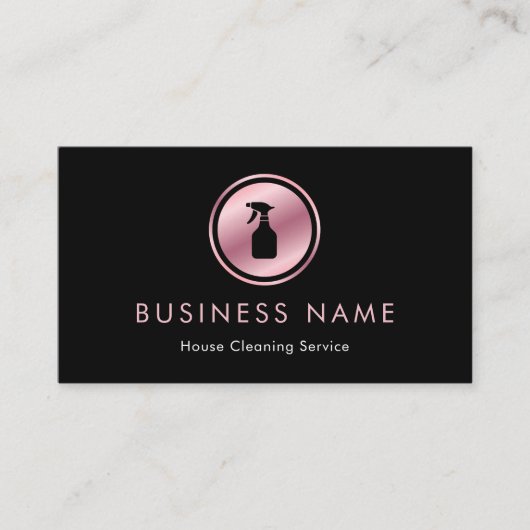 Roos Gold Spray Bottle Maid Housekeeping Cleaning Visitekaartje (Voorkant)