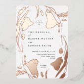 Roos Gold Spring Boho Wildflower Huwelijksfoto Folie Uitnodiging (Voorkant)