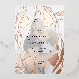 Roos Gold Spring Boho Wildflower Huwelijksfoto Folie Uitnodiging