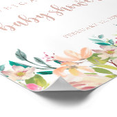 Roos Gold Spring Floral Baby shower Welkom Poster (Hoek)