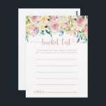 Roos Gold Spring Floral Bucket List-kaarten Briefkaart<br><div class="desc">Deze roos gouden lente bloemenemmerlijst kaarten zijn de perfecte activiteit voor een rustieke bruiloft receptie of vrijgezellenfeest. Het ontwerp beschikt over een schat aan kleurrijke pioenen en groen gebladerte, netjes gebundeld in charmante boeketten, inspirerende natuurlijke schoonheid. Verander de formulering om aan te passen aan elke levensevenement. Bucket list teken wordt...</div>