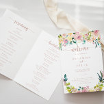 Roos Gold Spring Floral Folded Wedding Programma<br><div class="desc">Dit roos gouden lente bloemengevouwen bruiloft programma is ideaal voor een rustieke bruiloft. Het ontwerp beschikt over een schat aan kleurrijke pioenen en groen gebladerte,  netjes gebundeld in charmante boeketten,  inspirerende natuurlijke schoonheid. Neem een offerte of kort bericht,  bestelling van service,  bruiloft en bedankbericht op.</div>