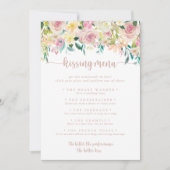 Roos Gold Spring Floral Kissing Menu Game Card (Voorkant)